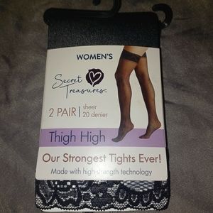 NWT 2-Pack Secret Treasures Black Thigh High Stockings